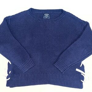 Abercrombie & Fitch Navy Blue Knit Pullover with side ties